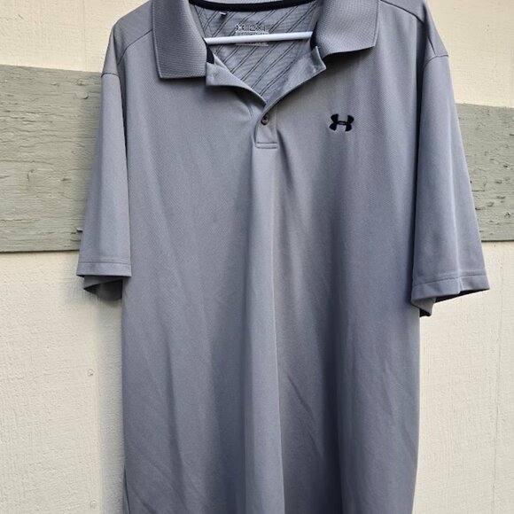 UA Under Armouur 2XL Heat Geat Polo Shirt Gray - Logo on Back and Front - - Picture 1 of 10